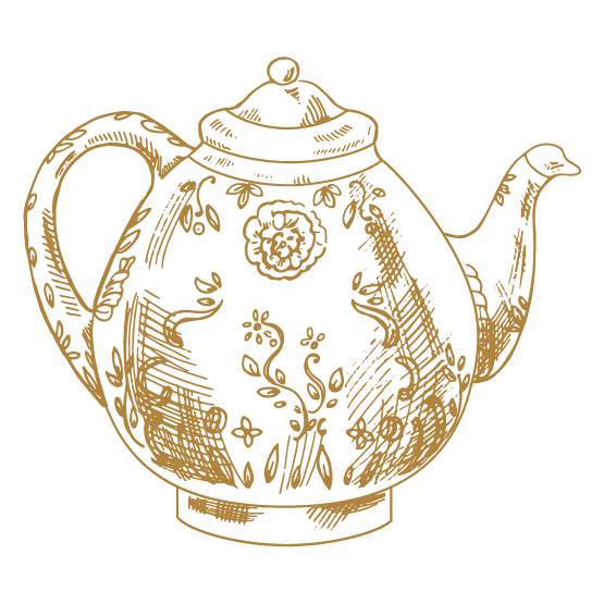 Illustration einer verzierten Prozellankanne