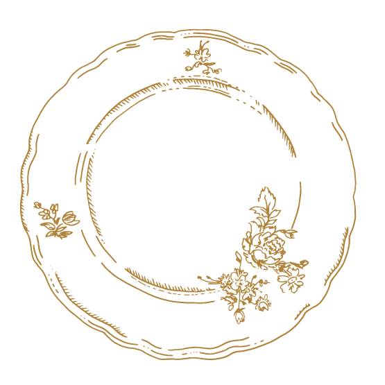 Illustration eines bemalten Porzellan-Tellers